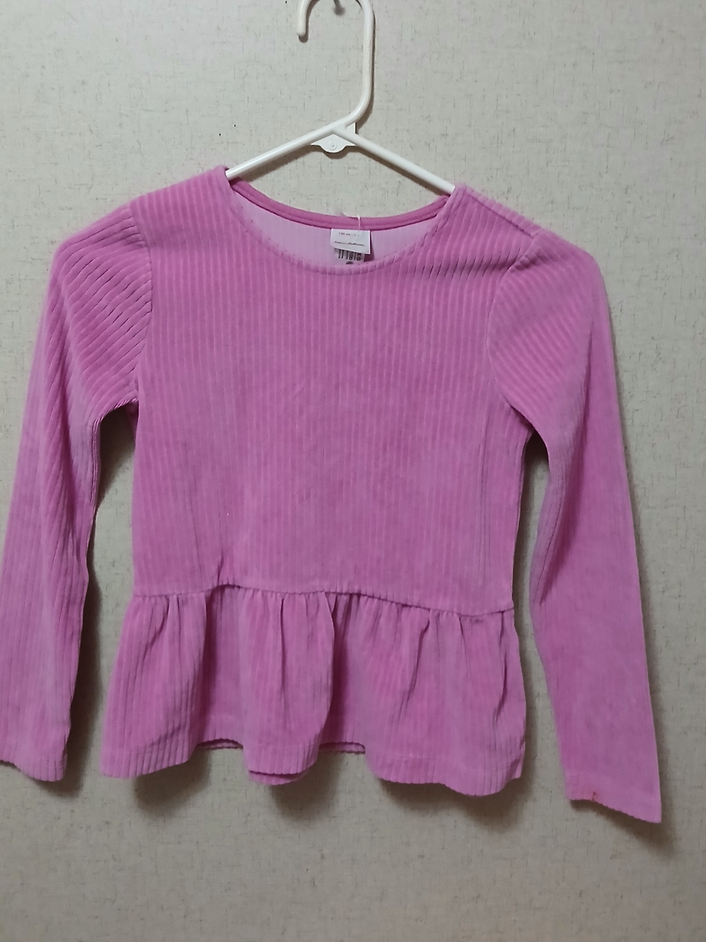 Hanna Andersson Pink Corduroy Peplum Long Sleeve Top